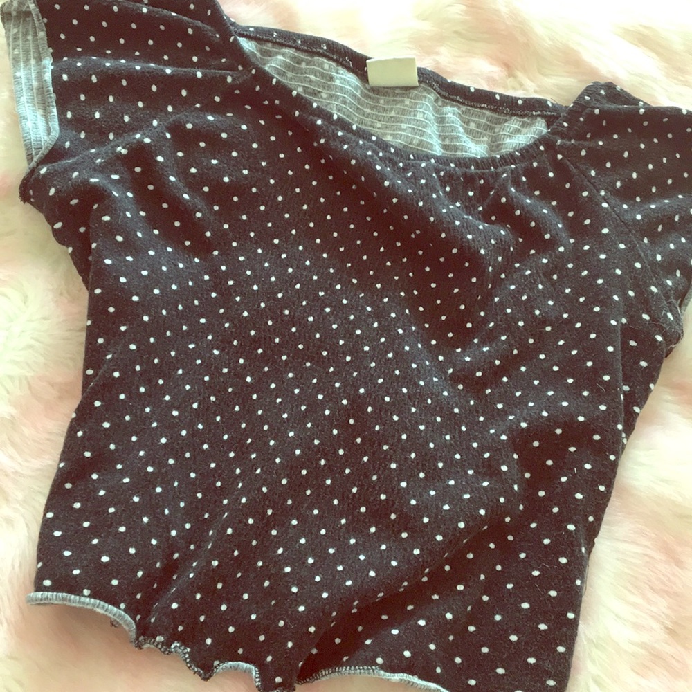 Black shirt with white polka dots